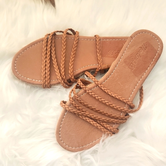 Madewell Shoes - Madewell Women's Kathryn Espadrille Slide Sandal Braided Leather Tan Size 7.5